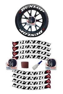 Dunlop Otomobil & Motosiklet 3d Lastik Yazısı Sticker Arma Şerit