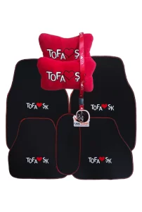 Tofaş Siyah Oto Paspas & Boyun Yastığı & Ayna İpi – Kırmızı