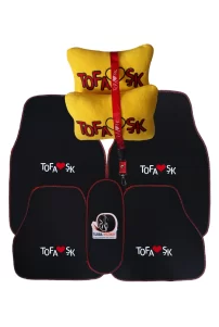 Tofaş Siyah Oto Paspas & Boyun Yastığı & Ayna İpi – Sarı