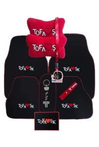 Tofaş Siyah Oto Paspas & Boyun Yastığı & Aksesuar – Kırmızı