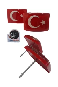 Türk Bayrak’lı Oto Panjur Arması Vidalı | 3d Oto Ön Tampon Panjur Arma | 2’Li Set