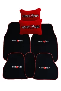 Honda 5 Parça Nakışlı Siyah Oto Paspas & Boyun Yastığı