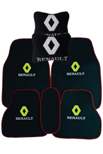 Renault 5 Parça Siyah Oto Halı Paspas & Boyun Yastığı