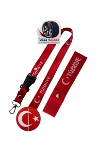 Türk Bayraklı Kırmızı Tampon Dili & Çeki İpi // Kırmızı Oto Ayna Askısı & Anahtarlıklı Ayna İpi