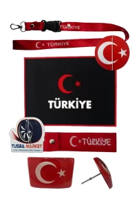 Türk Bayrak’lı Torpido Üstü Siyah Kaydırmaz Ped / Ayna Askısı / Tampon Dili / 3d Oto Panjur Arması