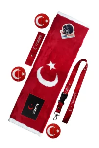 Kırmızı Türk Bayraklı Pelüş Torpido Koruma Halısı & Örtüsü / Oto Aksesuar
