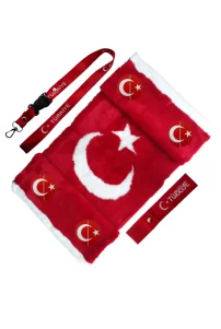 Kırmızı Türk Bayraklı Pelüş Torpido Koruma Halısı & Örtüsü & Oto Aksesuar