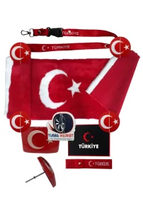 Kırmızı Türk Bayraklı Pelüş Torpido Koruma Halısı & Örtüsü & Aksesuar