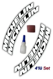 Michelin Otomobil Motosiklet 3D Araç Lastik Jant Yazısı Arma Sticker Şerit | Beyaz _ 4’Lü Set
