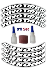 Toyo Tires & Proxes Otomobil Motosiklet 3D Araç Lastik Jant Yazısı Arma Sticker Şerit | 8’Li Set