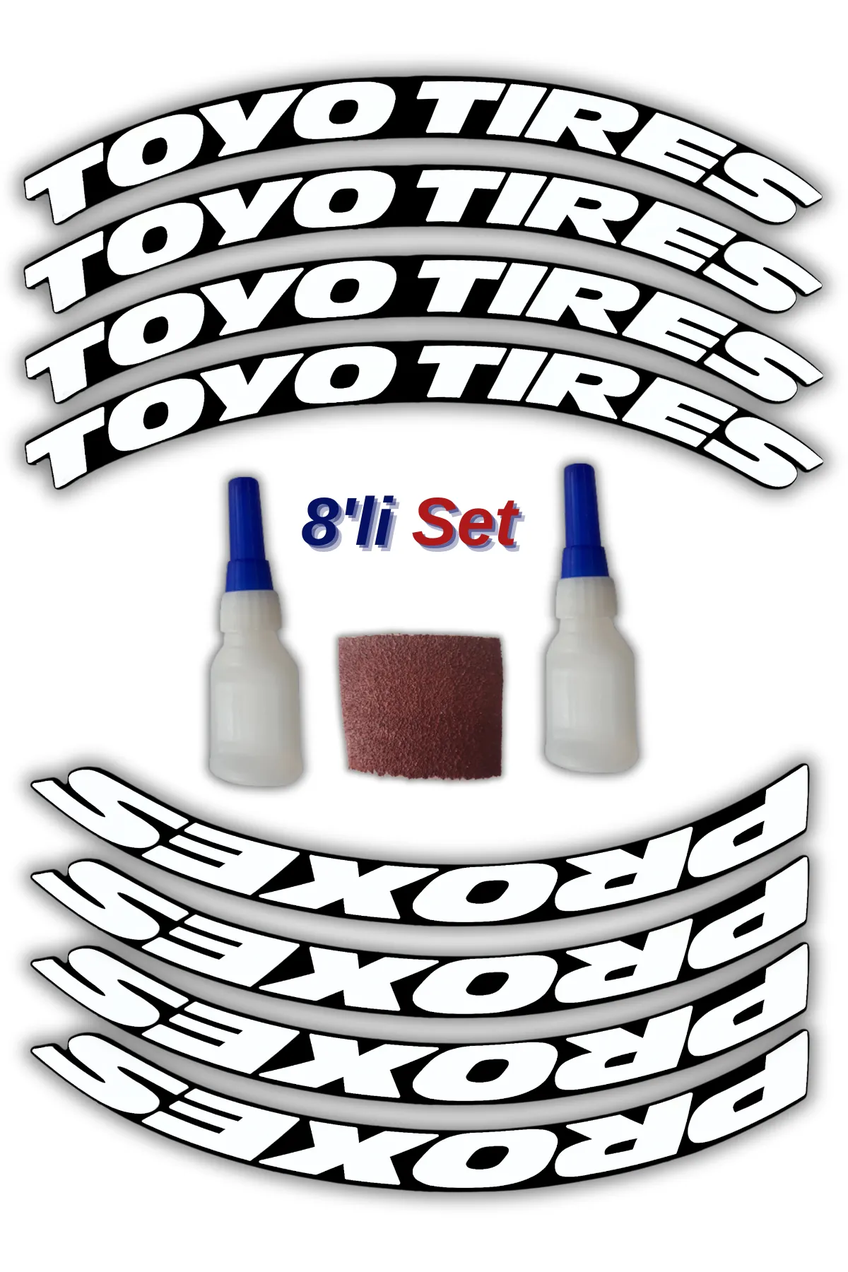 Toyo Tires & Proxes Otomobil Motosiklet 3D Araç Lastik Jant Yazısı Arma Sticker Şerit | 8’Li Set