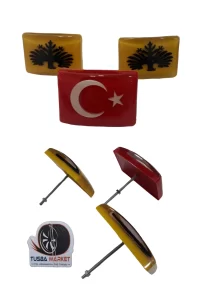 Türk Bayrak’lı & Kartal Logolu 3d Oto Ön Tampon Panjur Arması Vidalı | 3’Lü Set