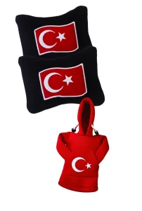 Türk Bayrak’lı Siyah Boyun Yastığı & Vites Poları